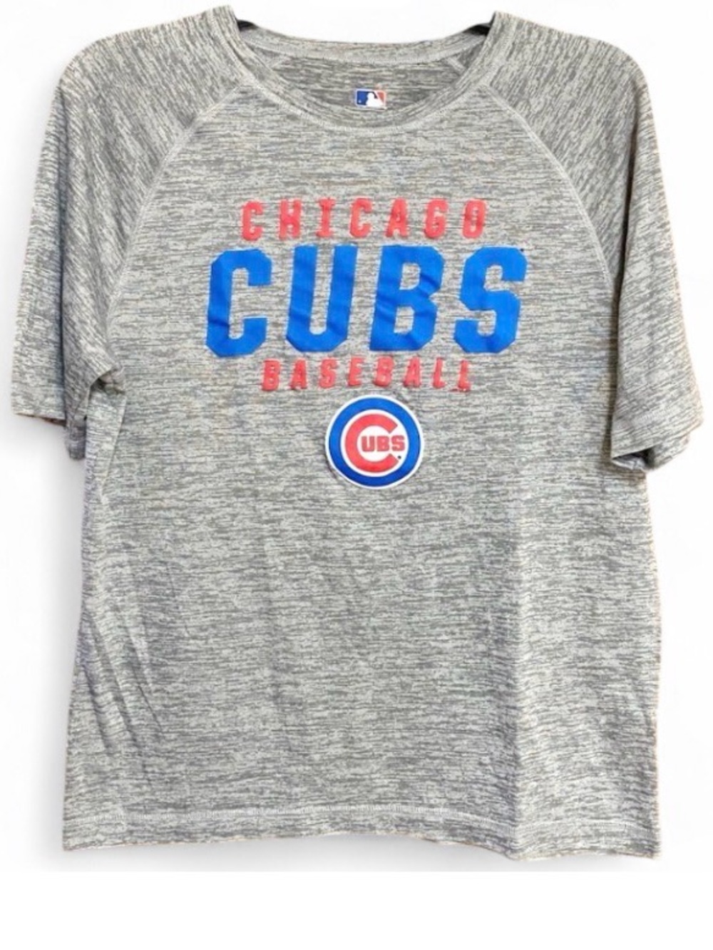 Chicago Cubs MLB Men’s Gray Heather Polyester Athletic Feel T Shirt Medium